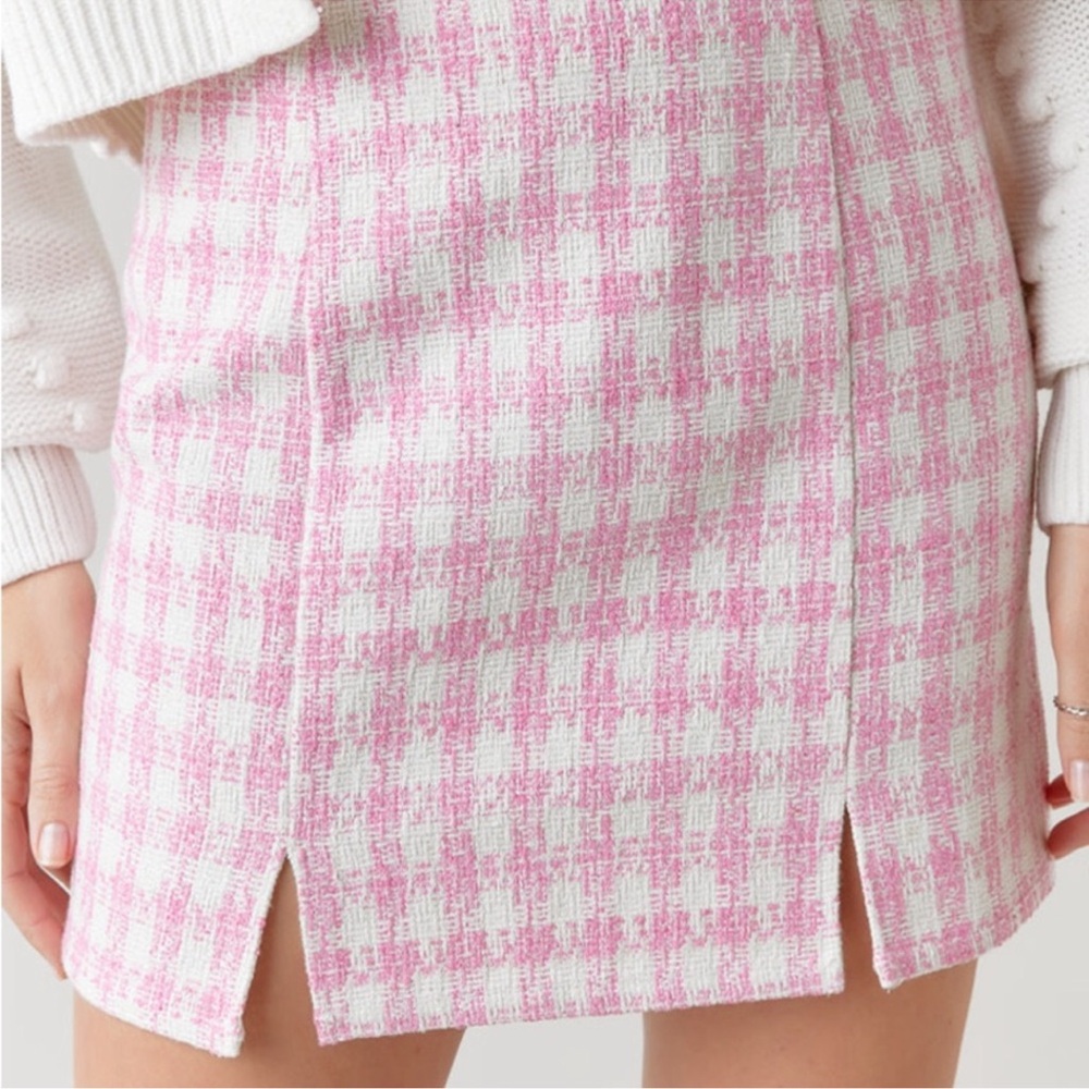 Francescas Beth Pink and White Tweed Skirt